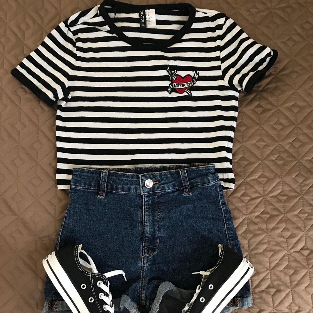 H&M Striped Crop Top